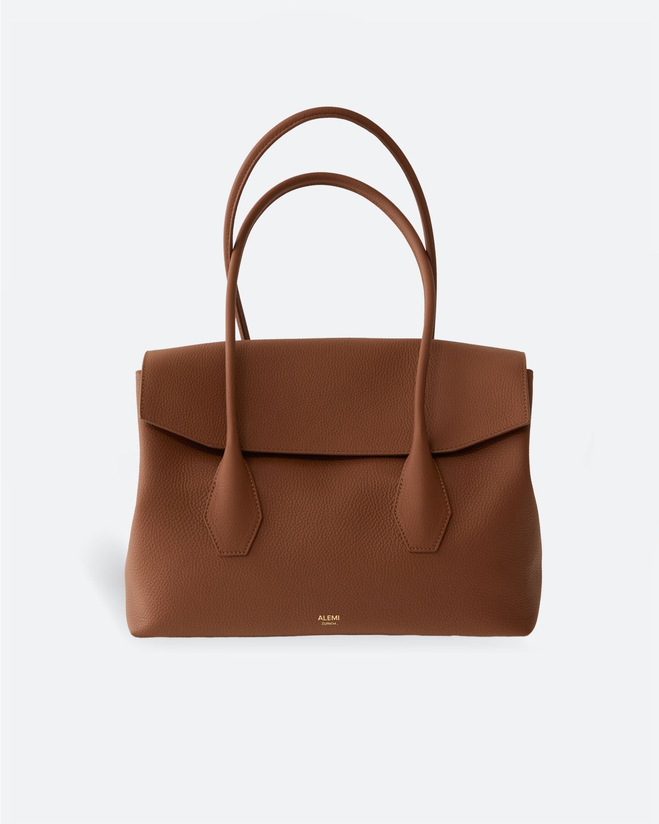ALEMI Zurich | IDA | Laptop Bag | Cognac | Soft Grain Leather | Narrow front