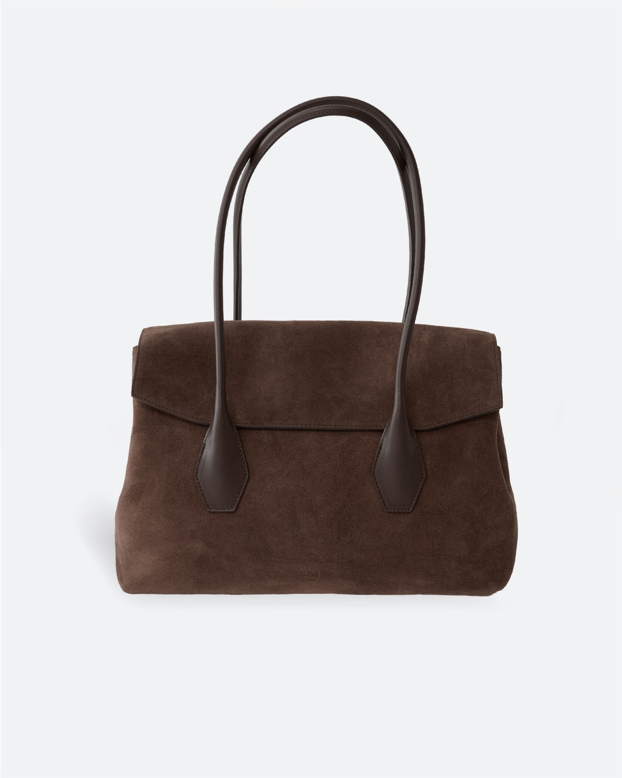 ALEMI Zurich | IDA | Laptop Bag | Dark Brown | Suede Leather | Narrow front