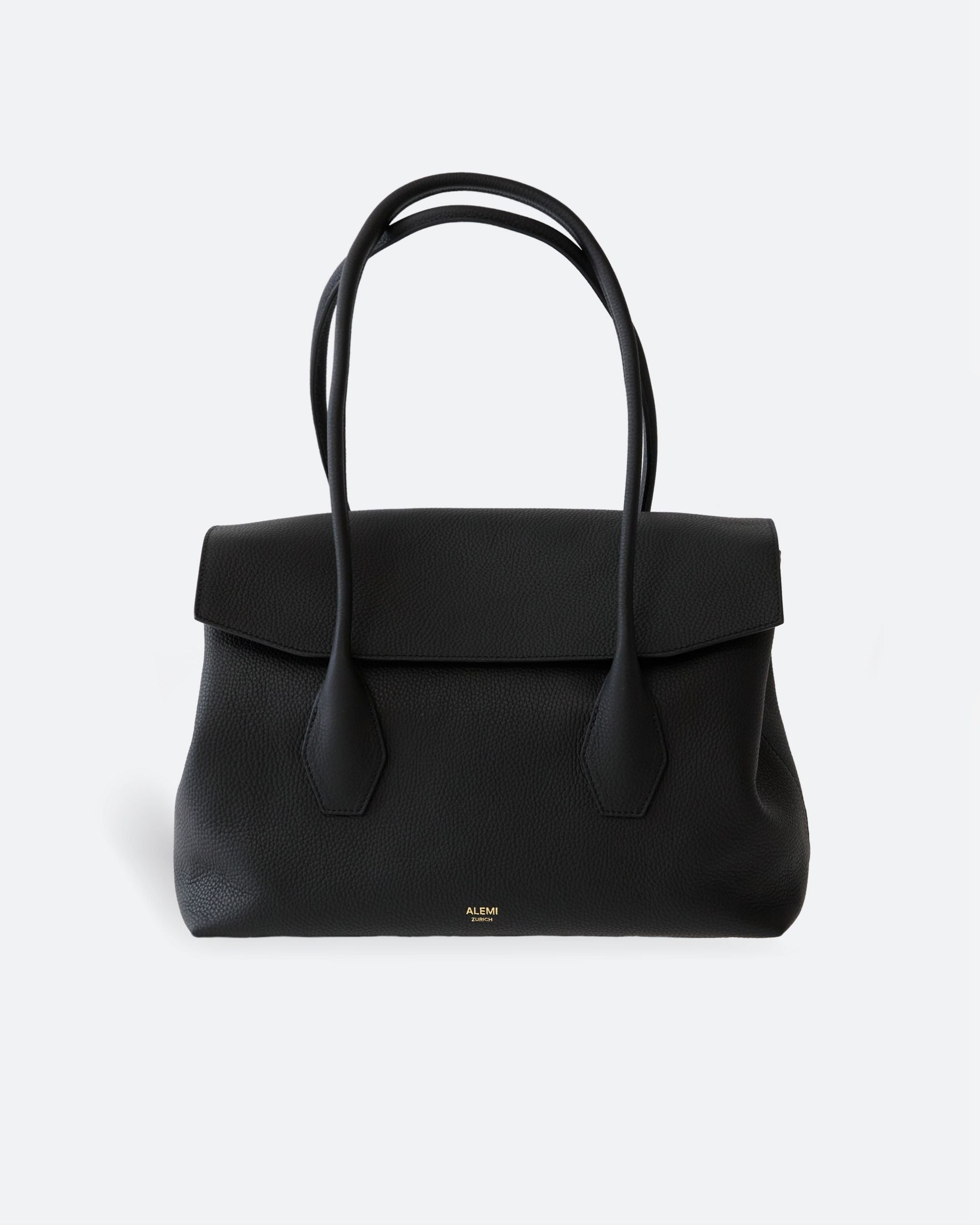 ALEMI Zurich | IDA | Laptop Bag | Black | Soft Grain Leather | Front narrow width